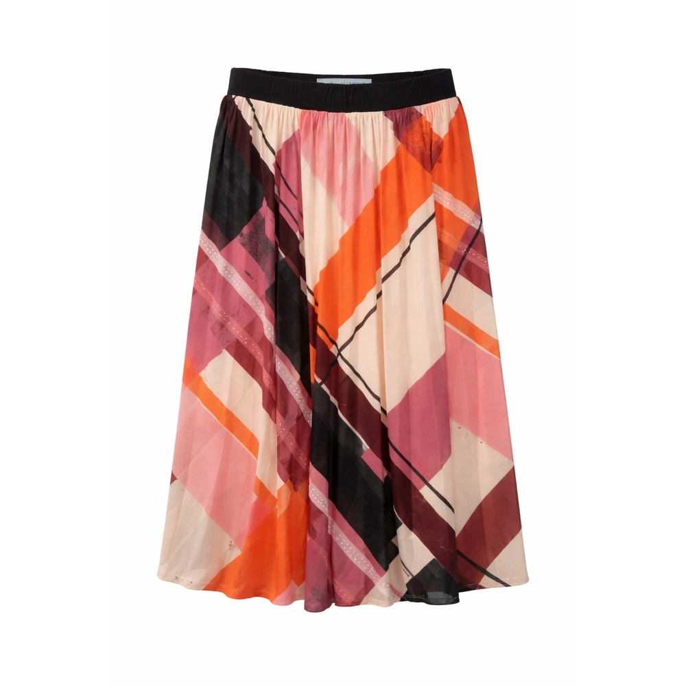 Daniel Rainn Womens Pleated‎ Midi Skirt XS Petite Colorful Boho Elastic Waist